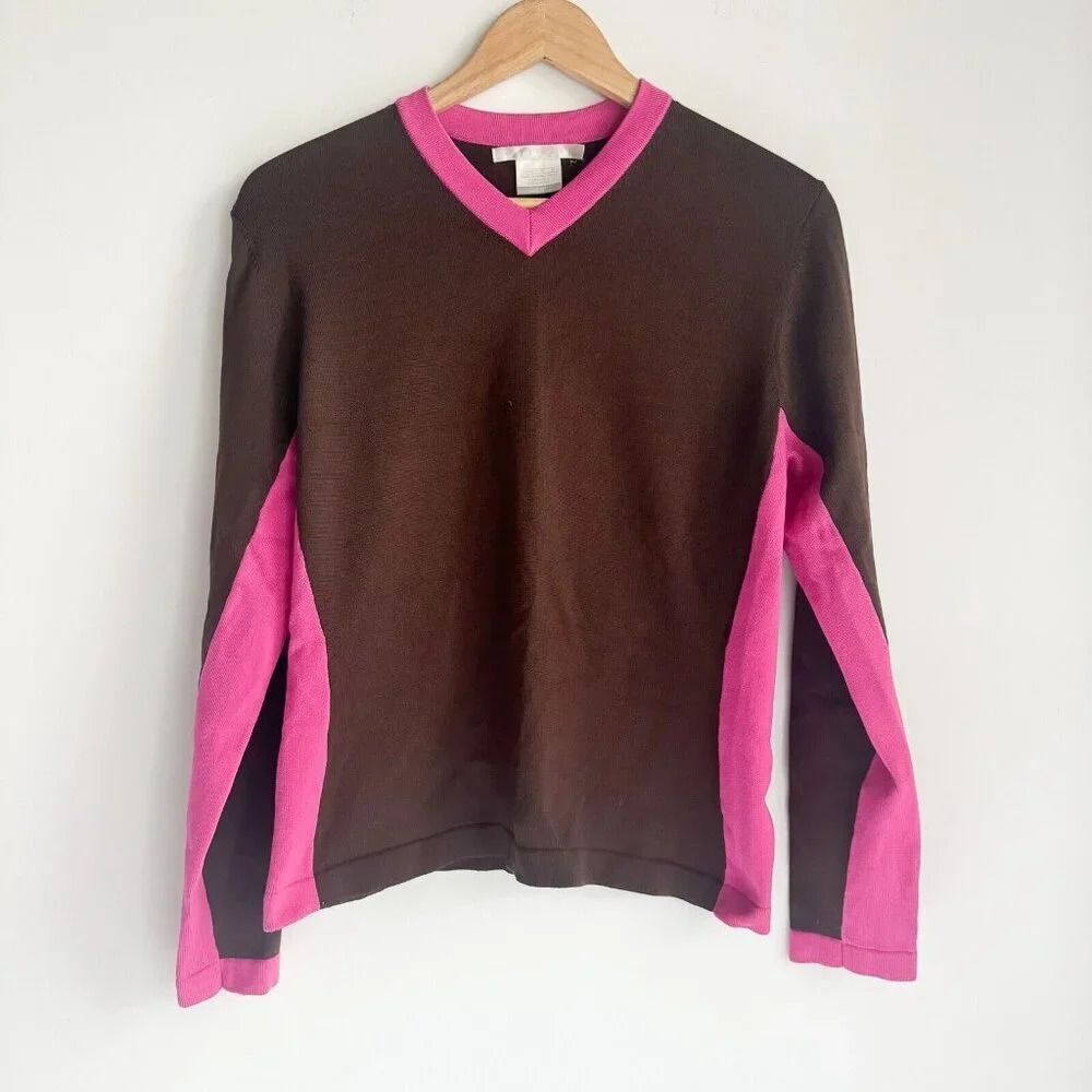 Nike Golf Brown Pink Knit Stretch Top M